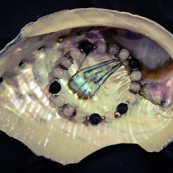 One Mystery Handmade Real Crystal Bracelet - Round Stone Beads, Recycled Spacers - Picture 6 of 7